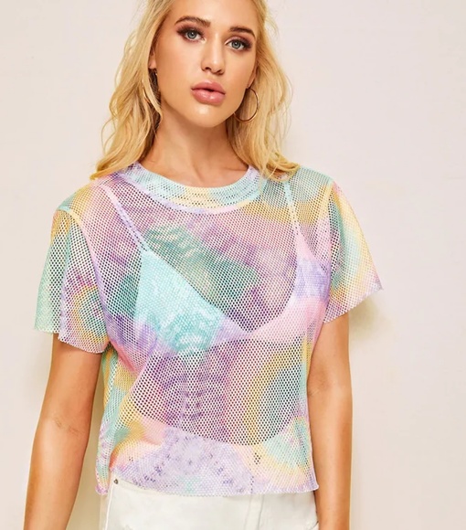 Tops - Tie dye mesh crop. Brand new